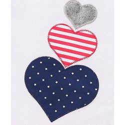 Babyhug 100% Cotton Knit Half Sleeves Top & Shorts Set with Bow Applique Heart & Stars Print - White & Navy