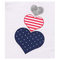 Babyhug 100% Cotton Knit Half Sleeves Top & Shorts Set with Bow Applique Heart & Stars Print - White & Navy