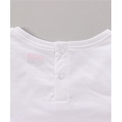 Babyhug 100% Cotton Knit Half Sleeves Top & Shorts Set with Bow Applique Heart & Stars Print - White & Navy