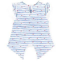 Babyhug 100% Cotton Knit Half Sleeves Striped Top and Legging Set Heart Print - Peach & White