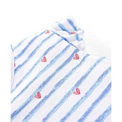 Babyhug 100% Cotton Knit Half Sleeves Striped Top and Legging Set Heart Print - Peach & White