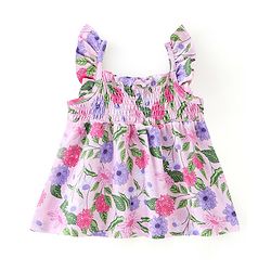 Babyhug 100% Cotton Knit Sleeveless Top & Shorts Set Floral Print - Pink