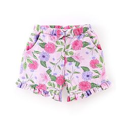 Babyhug 100% Cotton Knit Sleeveless Top & Shorts Set Floral Print - Pink