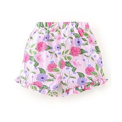 Babyhug 100% Cotton Knit Sleeveless Top & Shorts Set Floral Print - Pink