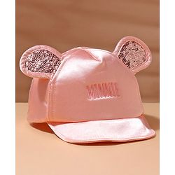 Babyhug Cotton Minnie Embroidered Disney Baseball Cap Pink - Circumference 44 cm