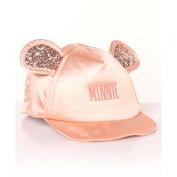 Babyhug Cotton Minnie Embroidered Disney Baseball Cap Pink - Circumference 44 cm