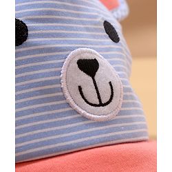 Babyhug Cotton Bear Print With Stripes & Ear Applique Baseball Cap Multicolour - Circumference 45 cm