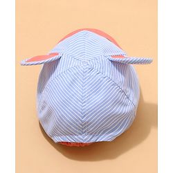 Babyhug Cotton Bear Print With Stripes & Ear Applique Baseball Cap Multicolour - Circumference 45 cm