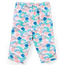 Babyhug 100% Cotton Sleeveless Solid Colour Top and Tropical Printed Leggings Set - Peach & Blue