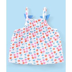 Babyhug 100% Cotton Sleeveless Top & Shorts Cherry Print - White & Orange