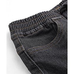 Babyhug Cotton Spandex Full Length Solid Denim Jeans - Charcoal