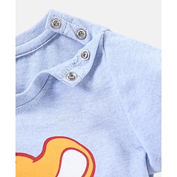 Babyhug Cotton Knit Half Sleeves Tiger Print T-Shirt - Blue Melange