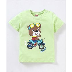 Babyhug Cotton Half Sleeves T-Shirt Bear Pint- Lime Green