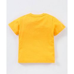 Babyhug Cotton Half Sleeves T-Shirt Super Duper Dino Print - Yellow