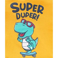 Babyhug Cotton Half Sleeves T-Shirt Super Duper Dino Print - Yellow