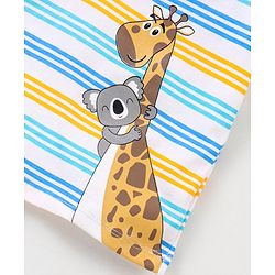 Babyhug Cotton Knit Half Sleeves Striped T-Shirt with Giraffe Print - White