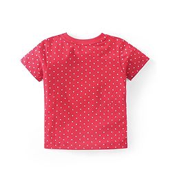 Babyhug 100% Cotton Knit Half Sleeves T-Shirt with Star Print - White & Red