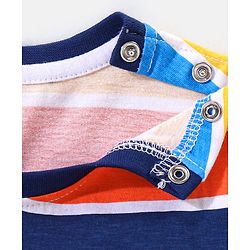 Babyhug Cotton Half Sleeves T-Shirt Text & Stripes Print- Yellow & Blue
