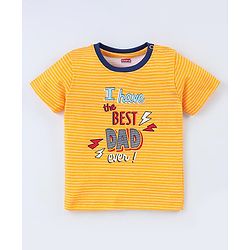 Babyhug Cotton Half Sleeves Text Print T-Shirt - Yellow