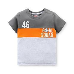 Babyhug Cotton Knit Half Sleeves Text Printed T-Shirt - White Melange
