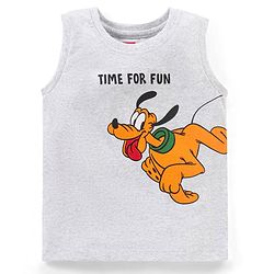 Babyhug 100% Cotton Sleeveless T-Shirt Goofy Print - White