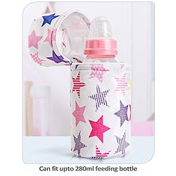 Babyhug Feeding Bottle Cover with Zip Star Print Pink - Fits Upto 280 ml Bottle