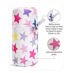 Babyhug Feeding Bottle Cover with Zip Star Print Pink - Fits Upto 280 ml Bottle