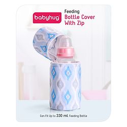 Babyhug Feeding Bottle Cover with Zip Star Print Pink - Fits Upto 280 ml Bottle