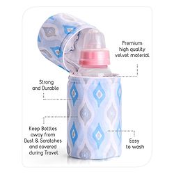 Babyhug Feeding Bottle Cover with Zip Star Print Pink - Fits Upto 280 ml Bottle