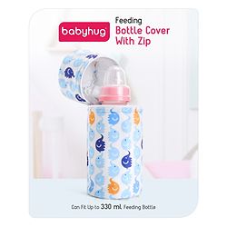 Babyhug Feeding Bottle Cover with Zip Star Print Pink - Fits Upto 280 ml Bottle