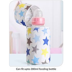 Babyhug Feeding Bottle Cover with Zip Star Print Pink - Fits Upto 280 ml Bottle