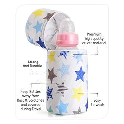 Babyhug Feeding Bottle Cover with Zip Star Print Pink - Fits Upto 280 ml Bottle