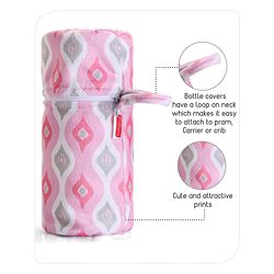 Babyhug Feeding Bottle Cover with Zip Star Print Pink - Fits Upto 280 ml Bottle