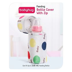 Babyhug Feeding Bottle Cover with Zip Star Print Pink - Fits Upto 280 ml Bottle