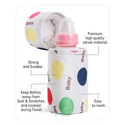 Babyhug Feeding Bottle Cover with Zip Star Print Pink - Fits Upto 280 ml Bottle