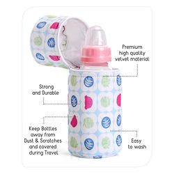 Babyhug Feeding Bottle Cover with Zip Star Print Pink - Fits Upto 280 ml Bottle