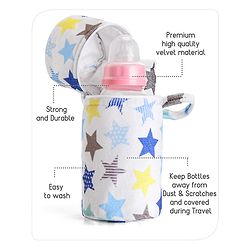 Babyhug Feeding Bottle Cover with Zip Star Print Pack Of 2 Blue   - Fits Upto 330 ml Each