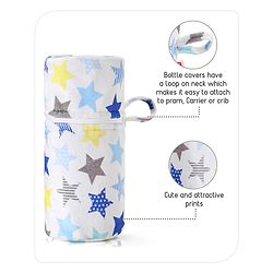 Babyhug Feeding Bottle Cover with Zip Star Print Pack Of 2 Blue   - Fits Upto 330 ml Each