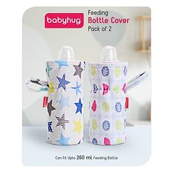 Babyhug Feeding Bottle Cover Star Print Pack of 2 Blue - Fits upto 260 ml Each