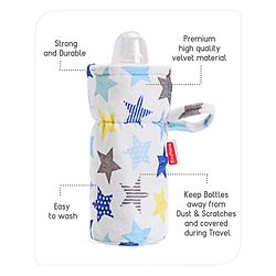 Babyhug Feeding Bottle Cover Star Print Pack of 2 Blue - Fits upto 260 ml Each