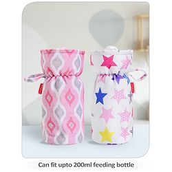 Babyhug Feeding Bottle Cover Star Print Pack of 2 Blue - Fits Upto 200 ml Bottle