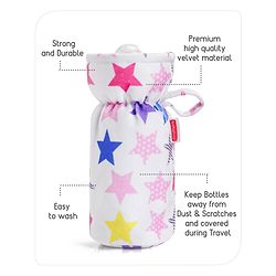 Babyhug Feeding Bottle Cover Star Print Pack of 2 Blue - Fits Upto 200 ml Bottle