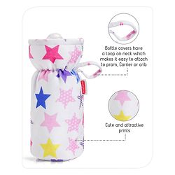 Babyhug Feeding Bottle Cover Star Print Pack of 2 Blue - Fits Upto 200 ml Bottle