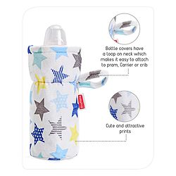Babyhug Feeding Bottle Cover Star Print Pack of 2 Blue - Fits Upto 330 ml Each