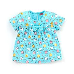 Babyhug Cotton Half Sleeves Night Suit Stars Print - Mint