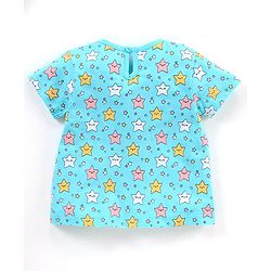 Babyhug Cotton Half Sleeves Night Suit Stars Print - Mint