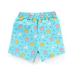 Babyhug Cotton Half Sleeves Night Suit Stars Print - Mint