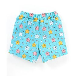 Babyhug Cotton Half Sleeves Night Suit Stars Print - Mint