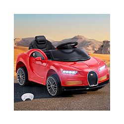 Babyhug Battery Operated Small Ride on Car with Scissor Doors Music & Light  Red| Openable Wing Doors| Wide Comfortable Seat| Pre-loaded Music with USB & AUX| Easy to Assemble| Easy to Operate| Forward & Reverse Drive| Rechargeable Battery