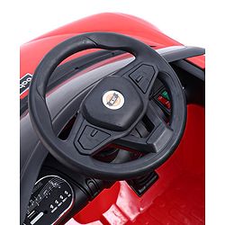 Babyhug Battery Operated Small Ride on Car with Scissor Doors Music & Light  Red| Openable Wing Doors| Wide Comfortable Seat| Pre-loaded Music with USB & AUX| Easy to Assemble| Easy to Operate| Forward & Reverse Drive| Rechargeable Battery